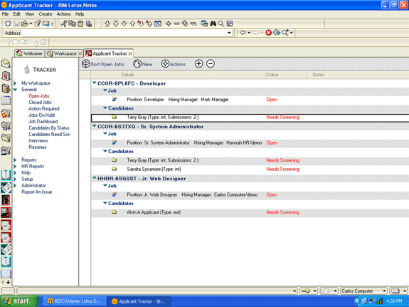 Manage applicant files with Lotus Notes