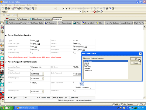 Asset management in Lotus Notes