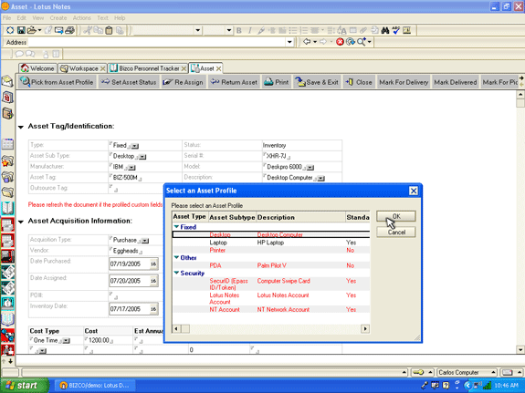 Asset creation with Lotus Notes