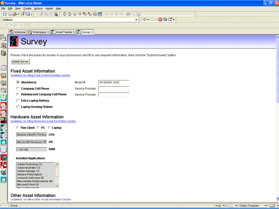 Simplified cataloging with an asset survey