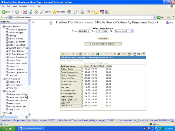 Billable employee reports