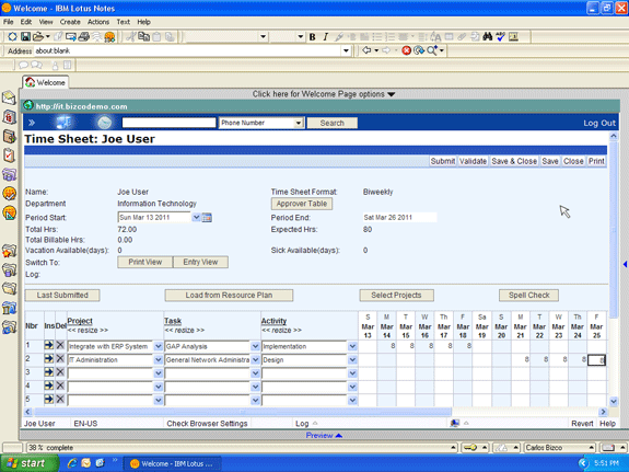 Monthly time sheet