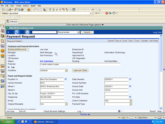 Lotus Notes check request forms