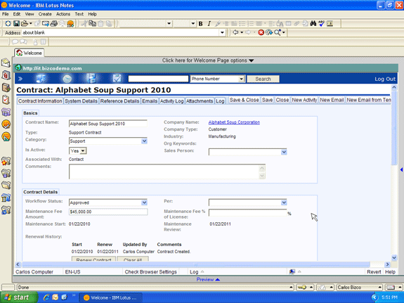 Manage customer support contracts in Lotus Notes
