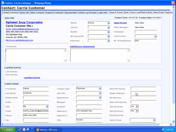 Manage customer contacts in Lotus Notes