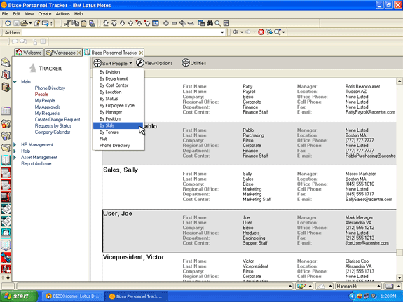 Lotus Notes employee directory