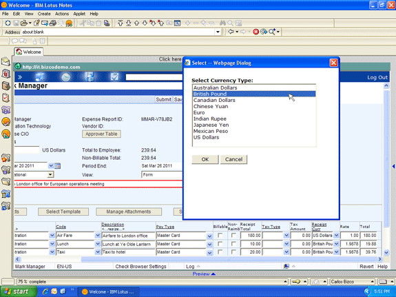 Multiple currency support in expense reports