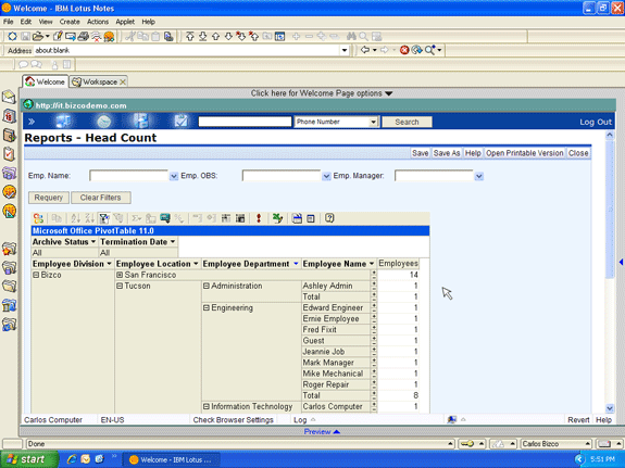 Lotus Notes headcount reports