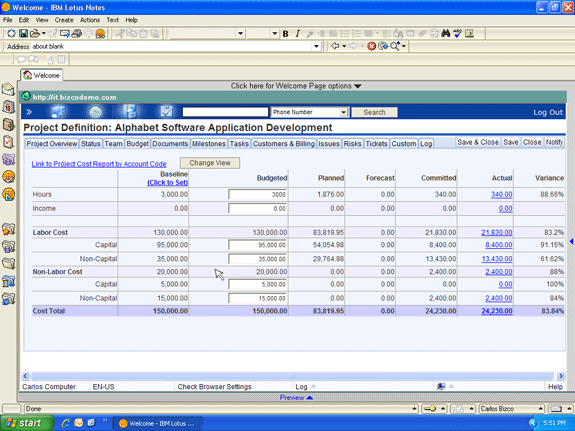 Manage project budgets with Lotus Notes