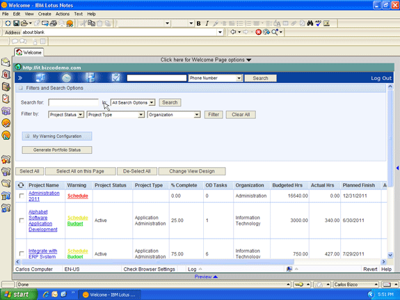 Project delivery schedule reports