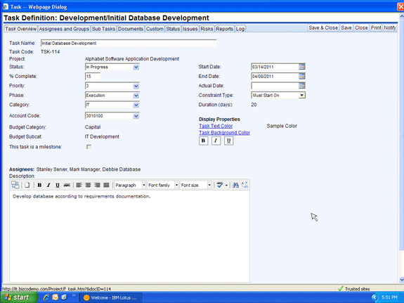 Task management with Lotus Notes