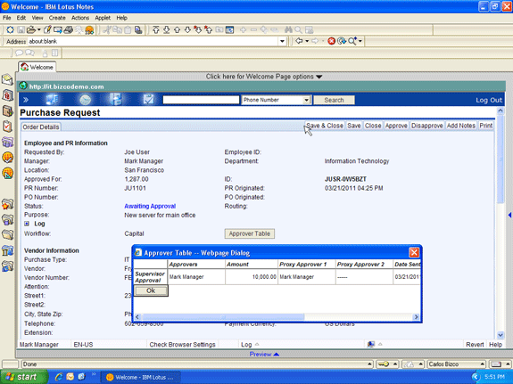 Purchase approval routing