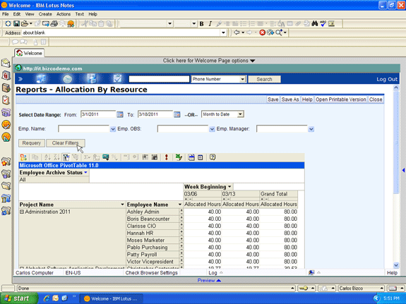 Resource assignment reports