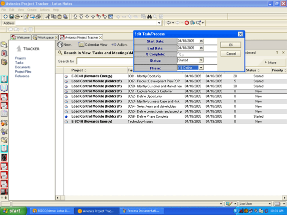 Updating tasks within a DFSS methodology