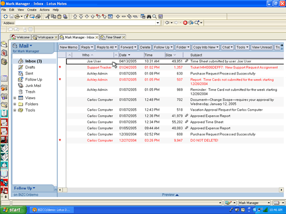 Email notification of submitted time cards