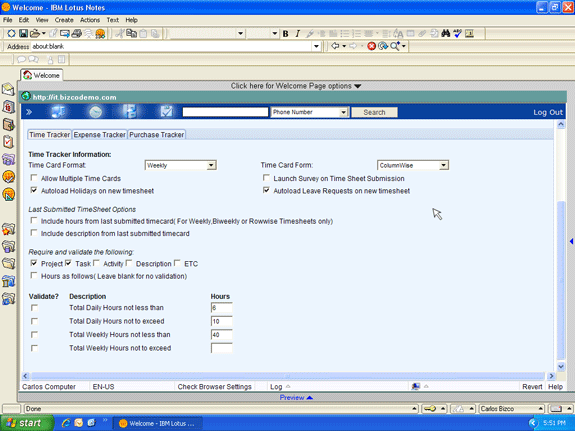 Lotus Notes timesheet template