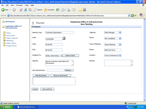 Schedule project meetings over the Web