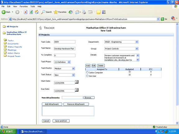 Manage project tasks over the Web